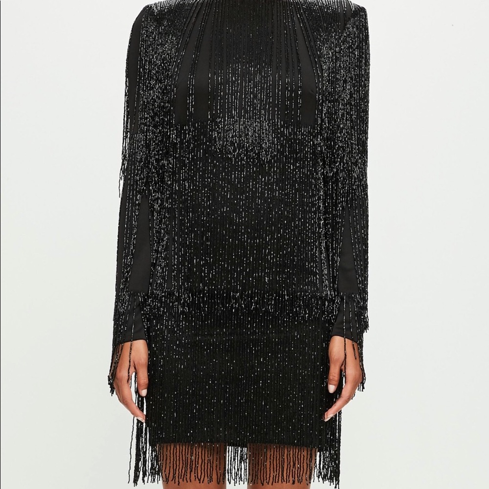 Black Beaded Fringe Dress